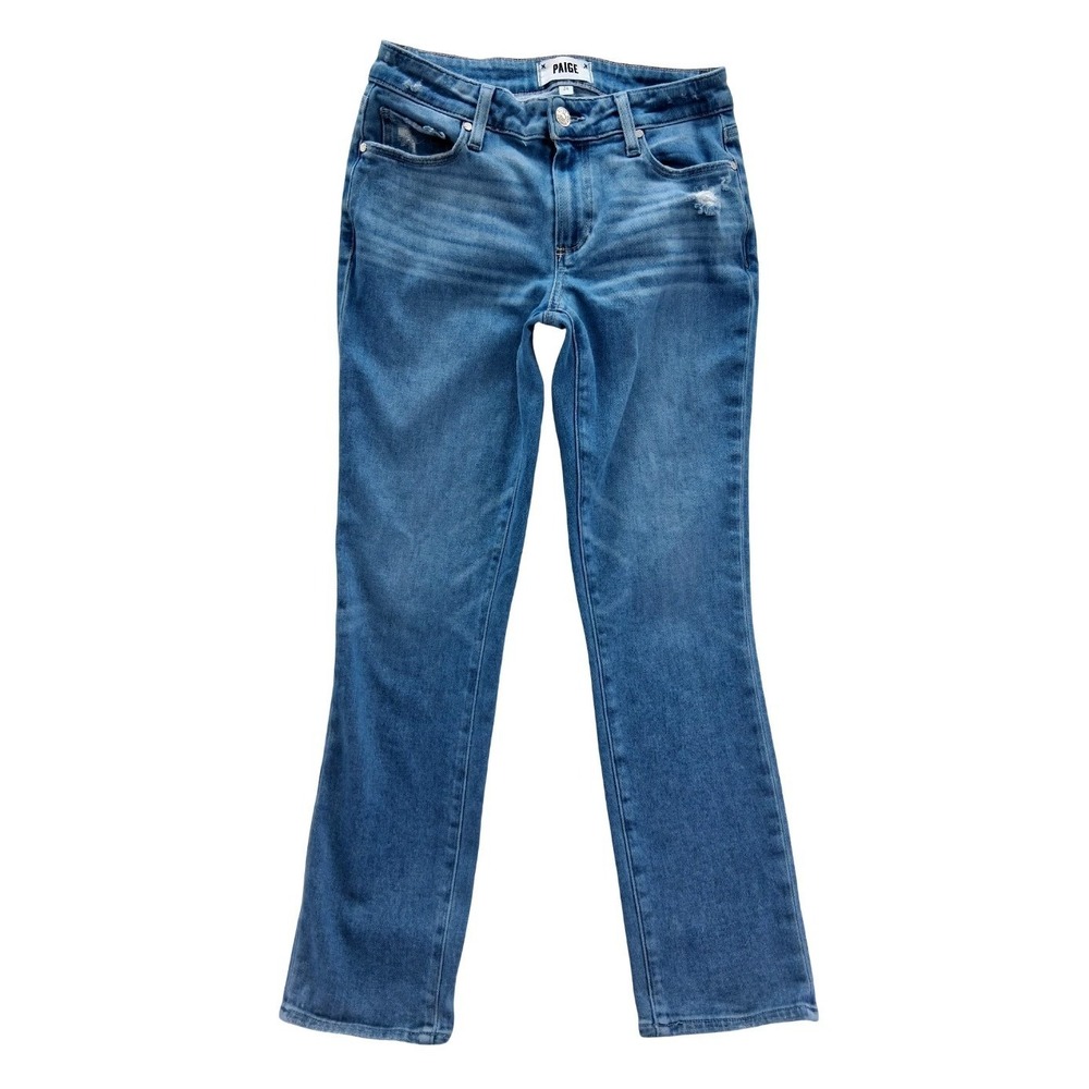 Paige Brigitte Straight Jeans Womens 24 X 26 Blue Mid Rise Slim Stretch Denim